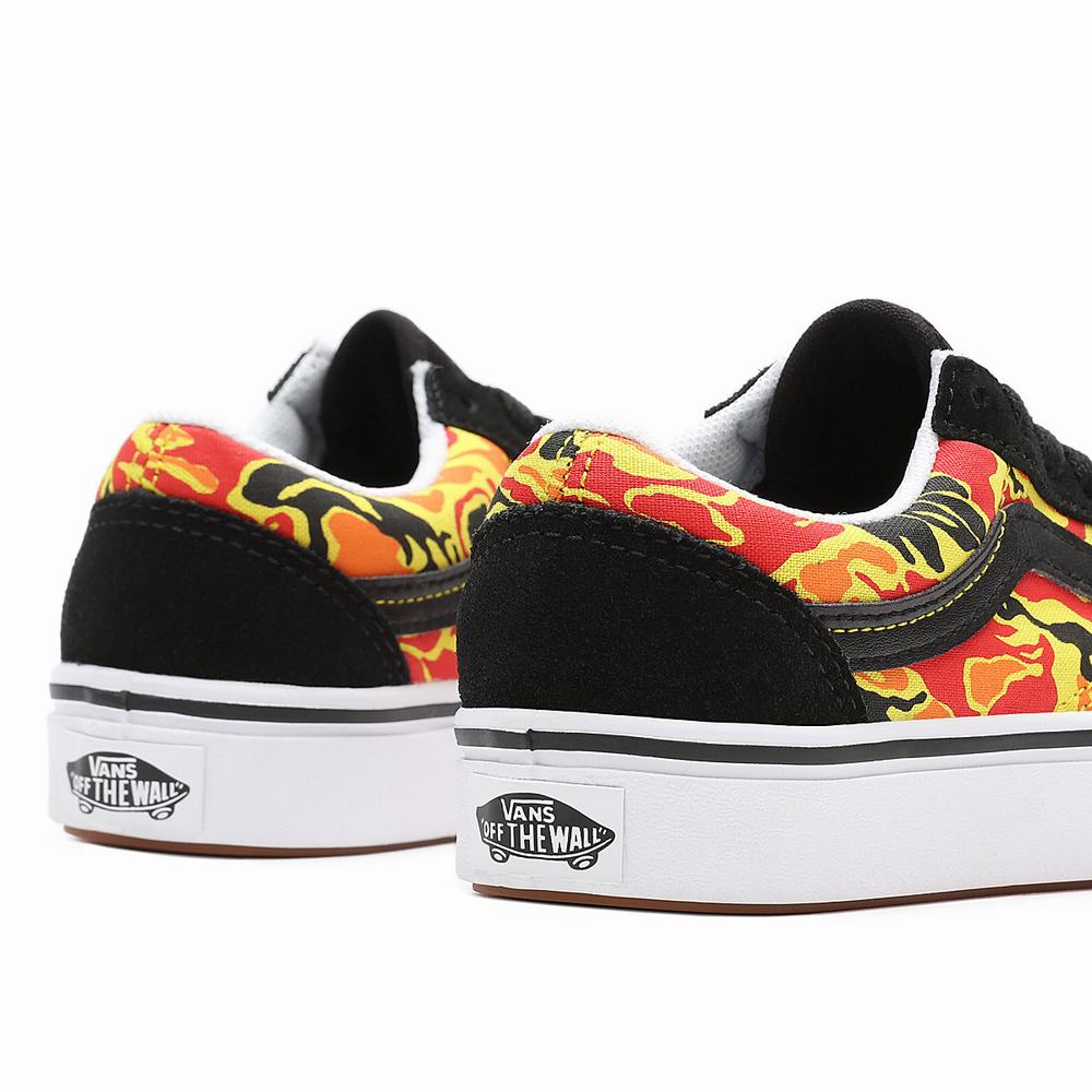 Tenis Vans Flame Camo ComfyCush Old Skool (4-8 years) Niños Negras/Naranjas | QYP268403