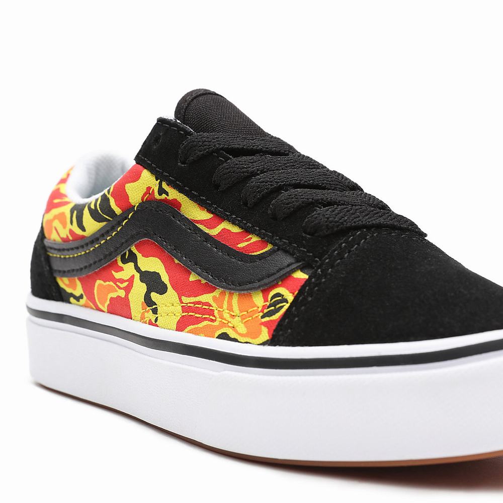 Tenis Vans Flame Camo ComfyCush Old Skool (4-8 years) Niños Negras/Naranjas | QYP268403