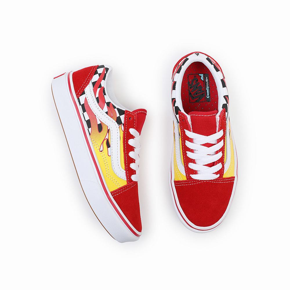 Tenis Vans Flame ComfyCush Old Skool (4-8 years) Niños Rojas | JUI614873