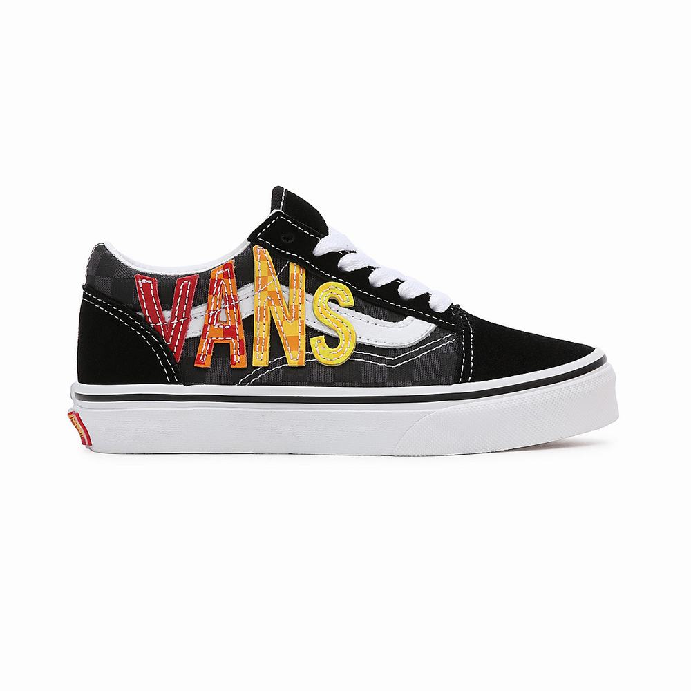 Tenis Vans Flame Logo Repeat Old Skool (4-8 years) Niños Negras | ZBT079452