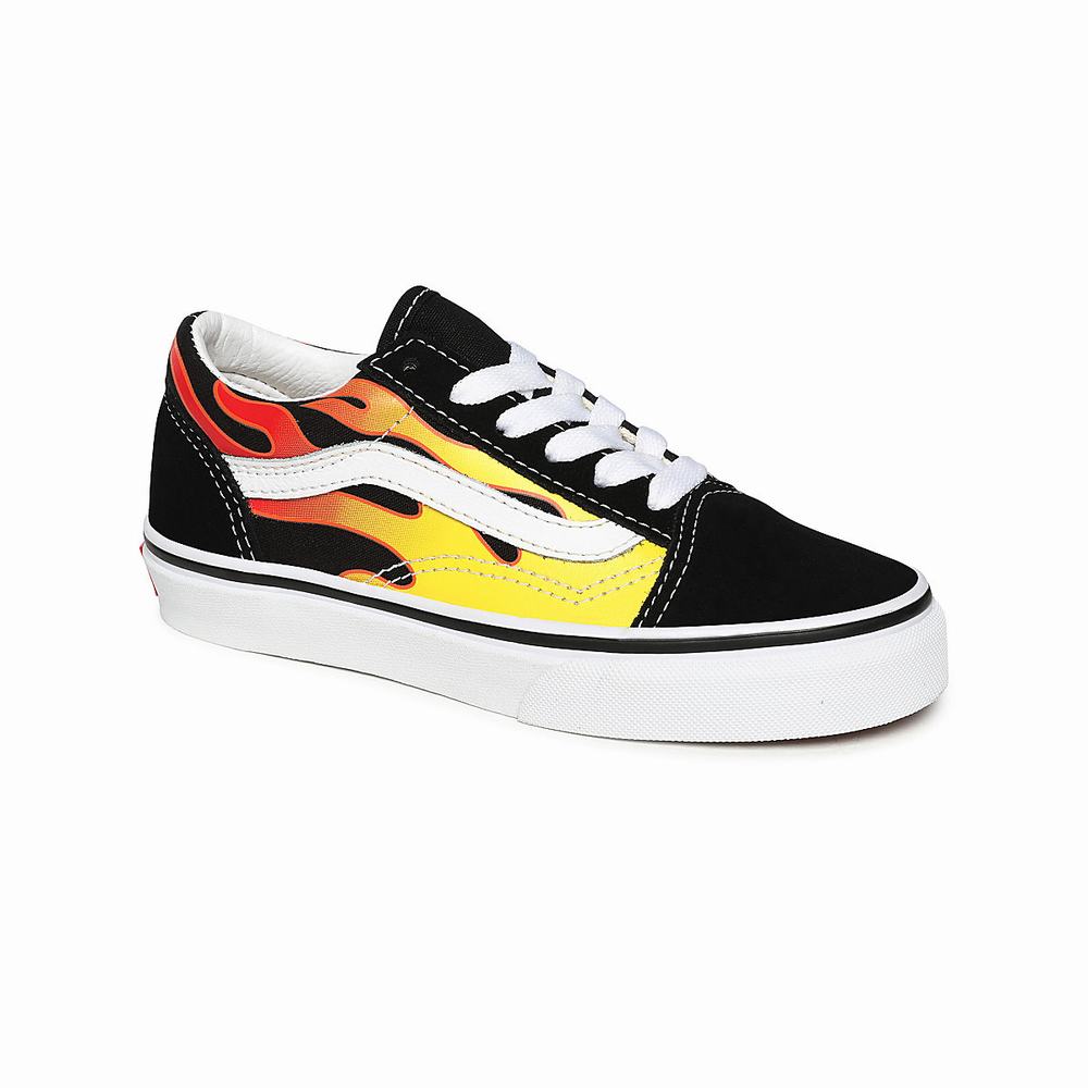 Tenis Vans Flame Old Skool (4-8 years) Niños Negras | MPW412398