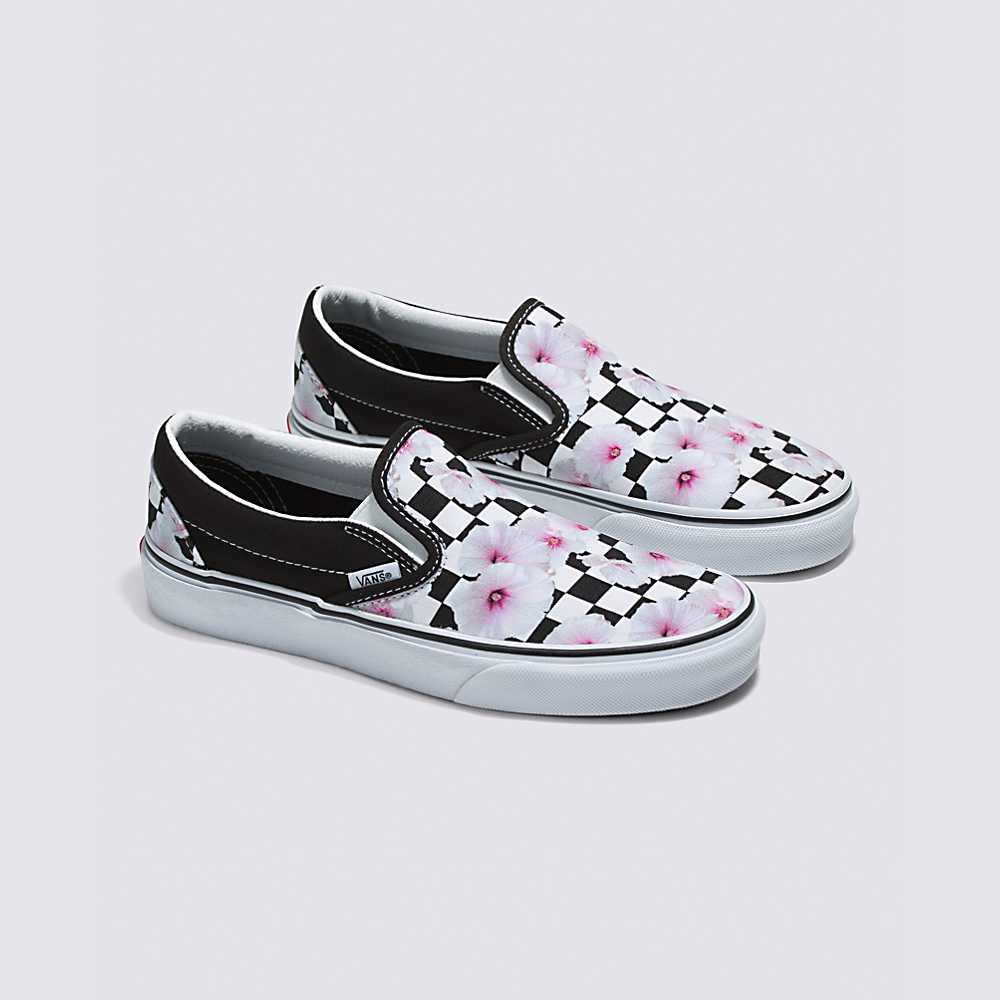 Tenis Vans Hibiscus Check Classic Slip-On Mujer Negras | FHJ045769