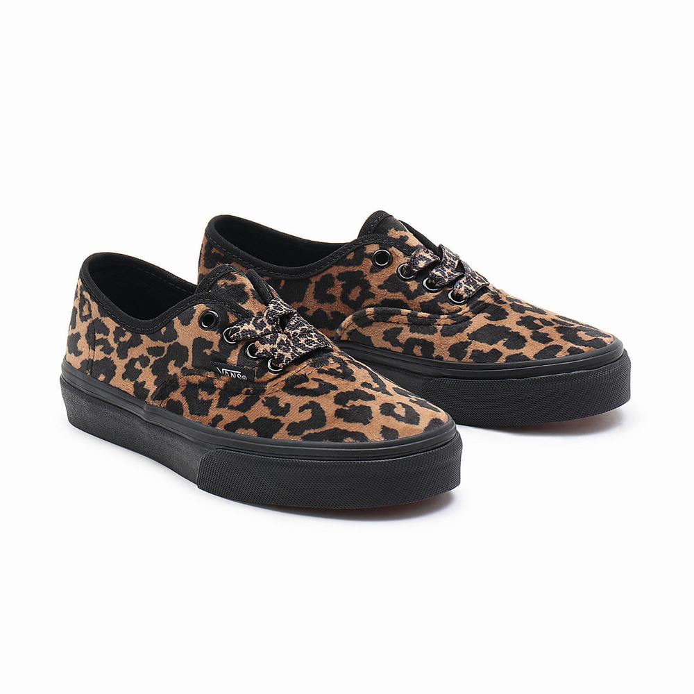 Tenis Vans Leopard Fur Authentic (8-14 years) Niños Negras/Marrones | UJI876501