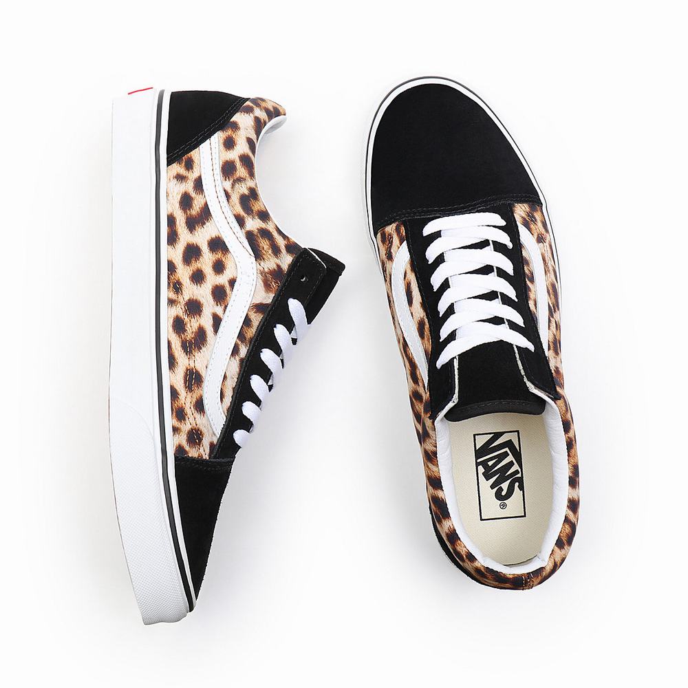 Tenis Vans Leopard Old Skool Mujer Negras | WYC398164