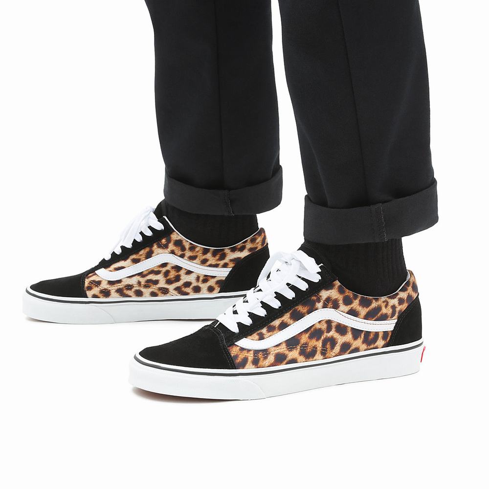 Tenis Vans Leopard Old Skool Mujer Negras | WYC398164