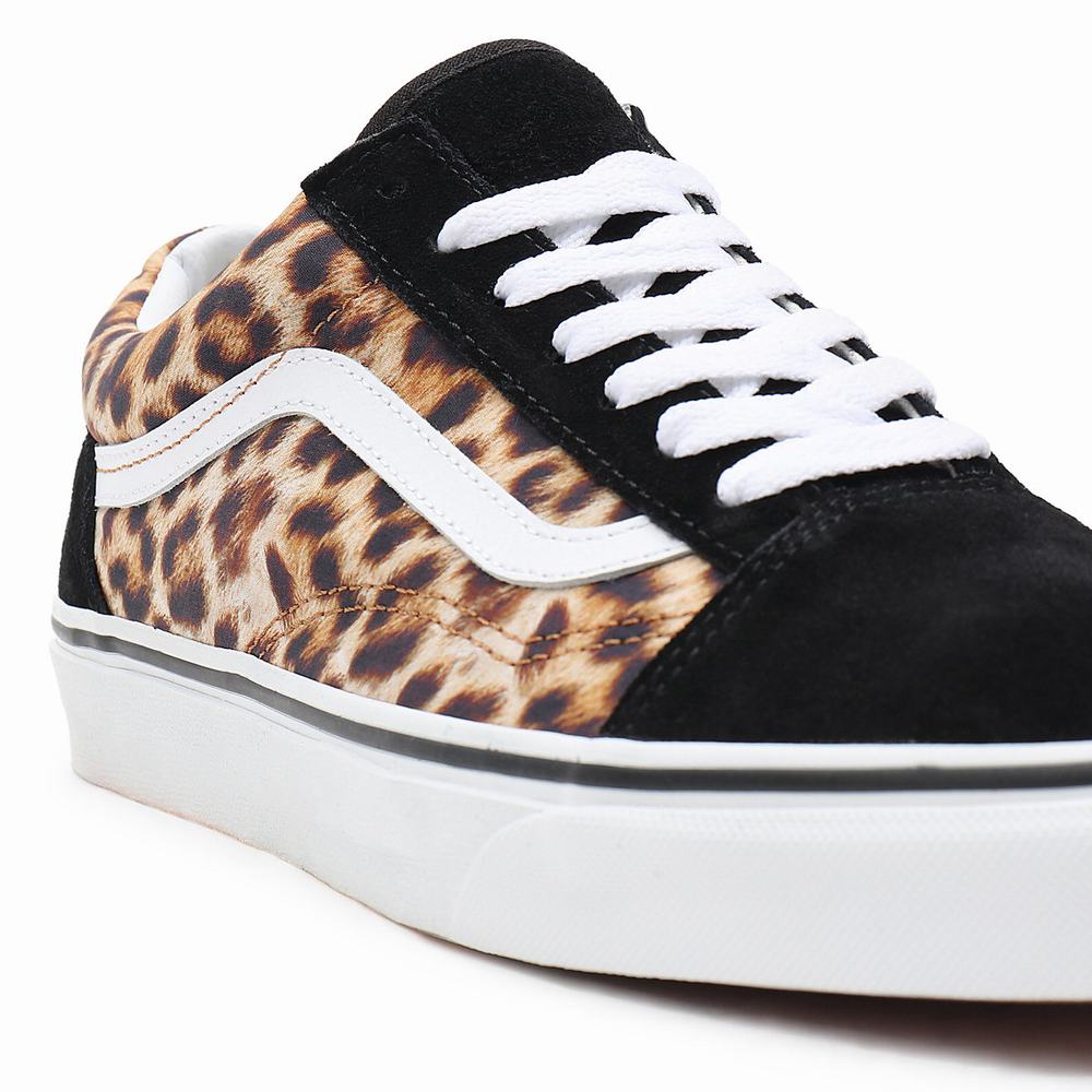 Tenis Vans Leopard Old Skool Mujer Negras | WYC398164