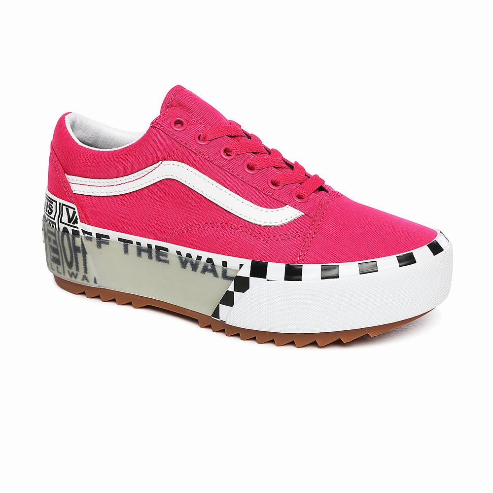 Tenis Vans Logo Stack Old Skool Stacked Mujer Rosas | SXT187236