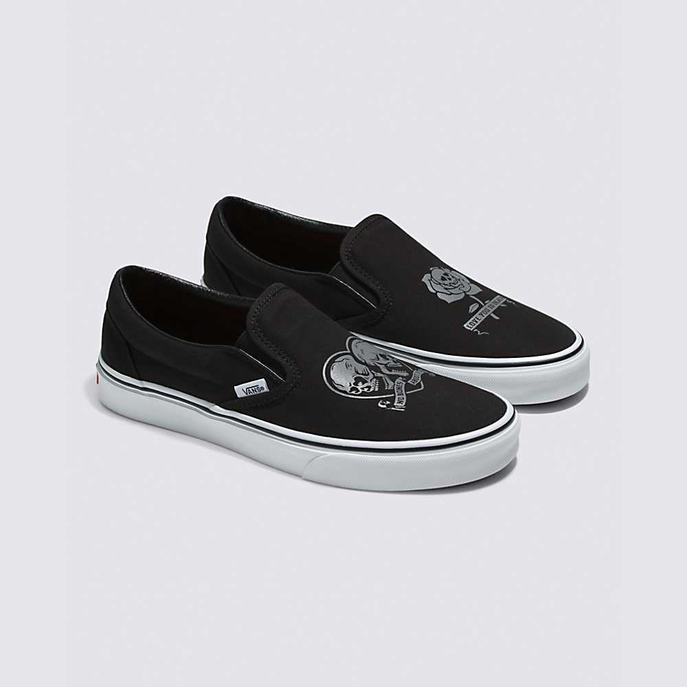 Tenis Vans Love You To Death Classic Slip-On Mujer Negras/Blancas | AUG470623