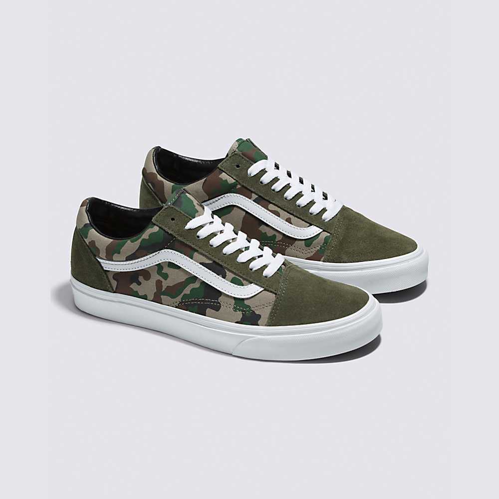 Tenis Vans Old Skool Hombre Camuflaje Verde Oliva/Blancas | RFL502391