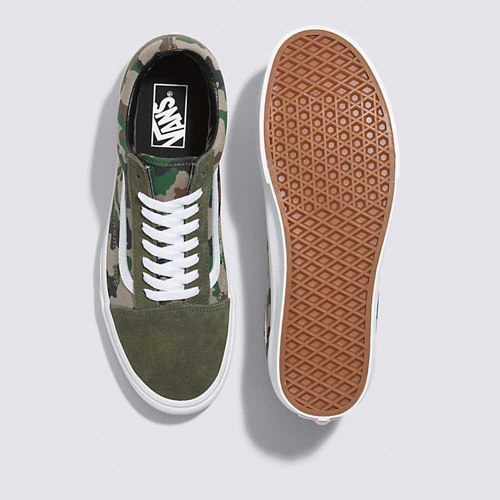 Tenis Vans Old Skool Hombre Camuflaje Verde Oliva/Blancas | RFL502391