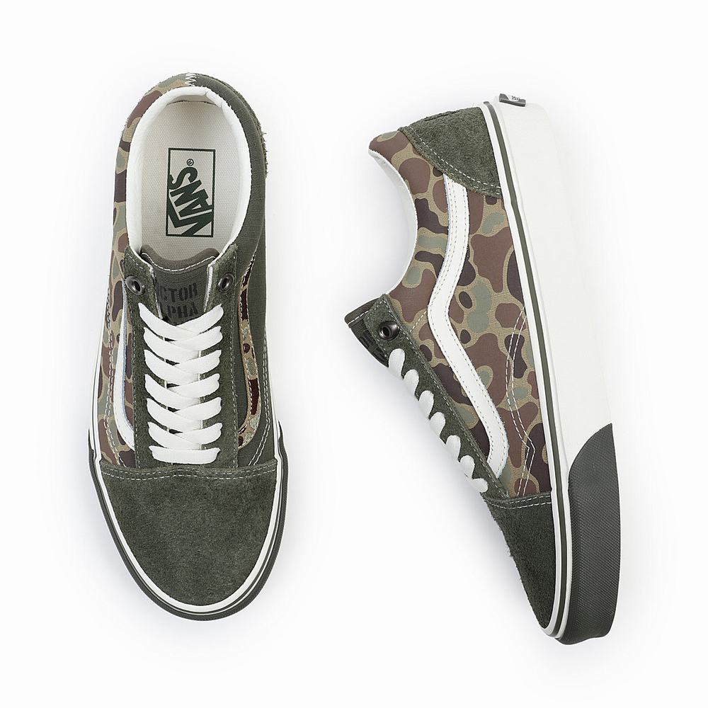 Tenis Vans Old Skool Hombre Verde/Blancas | VKB190475