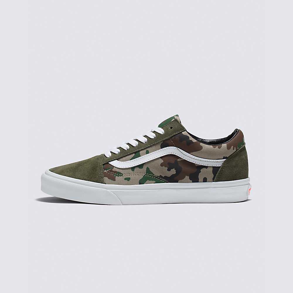 Tenis Vans Old Skool Mujer Camuflaje Verde Oliva/Blancas | DVS372615