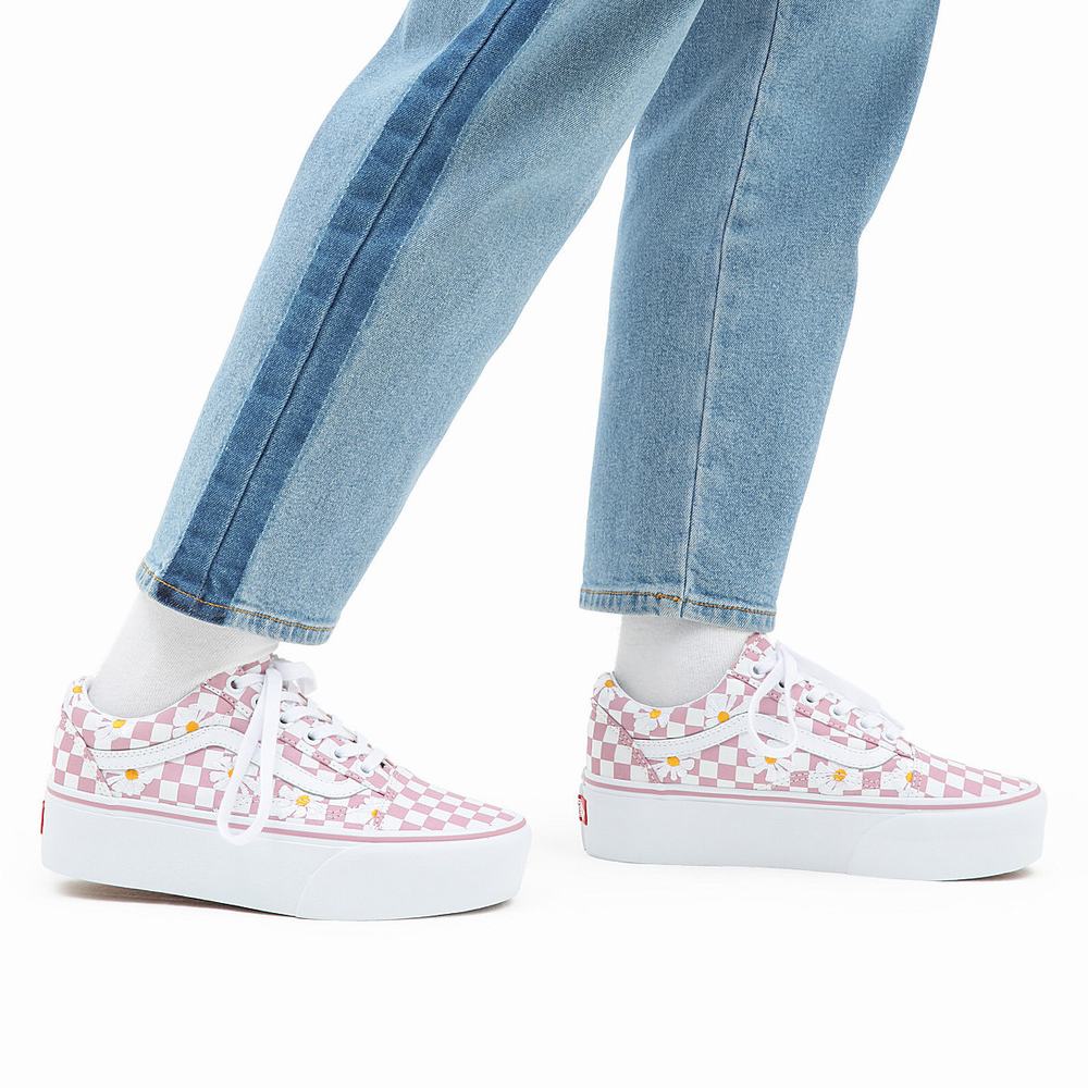 Tenis Vans Old Skool Stackform Mujer Rosas | HTL498357