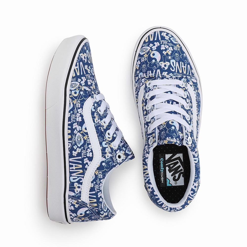 Tenis Vans Pastel Tie Dye ComfyCush Old Skool Mujer Azules/Blancas | SQD564273