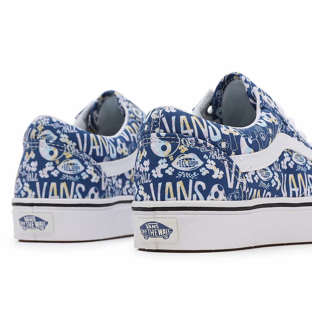 Tenis Vans Pastel Tie Dye ComfyCush Old Skool Mujer Azules/Blancas | SQD564273