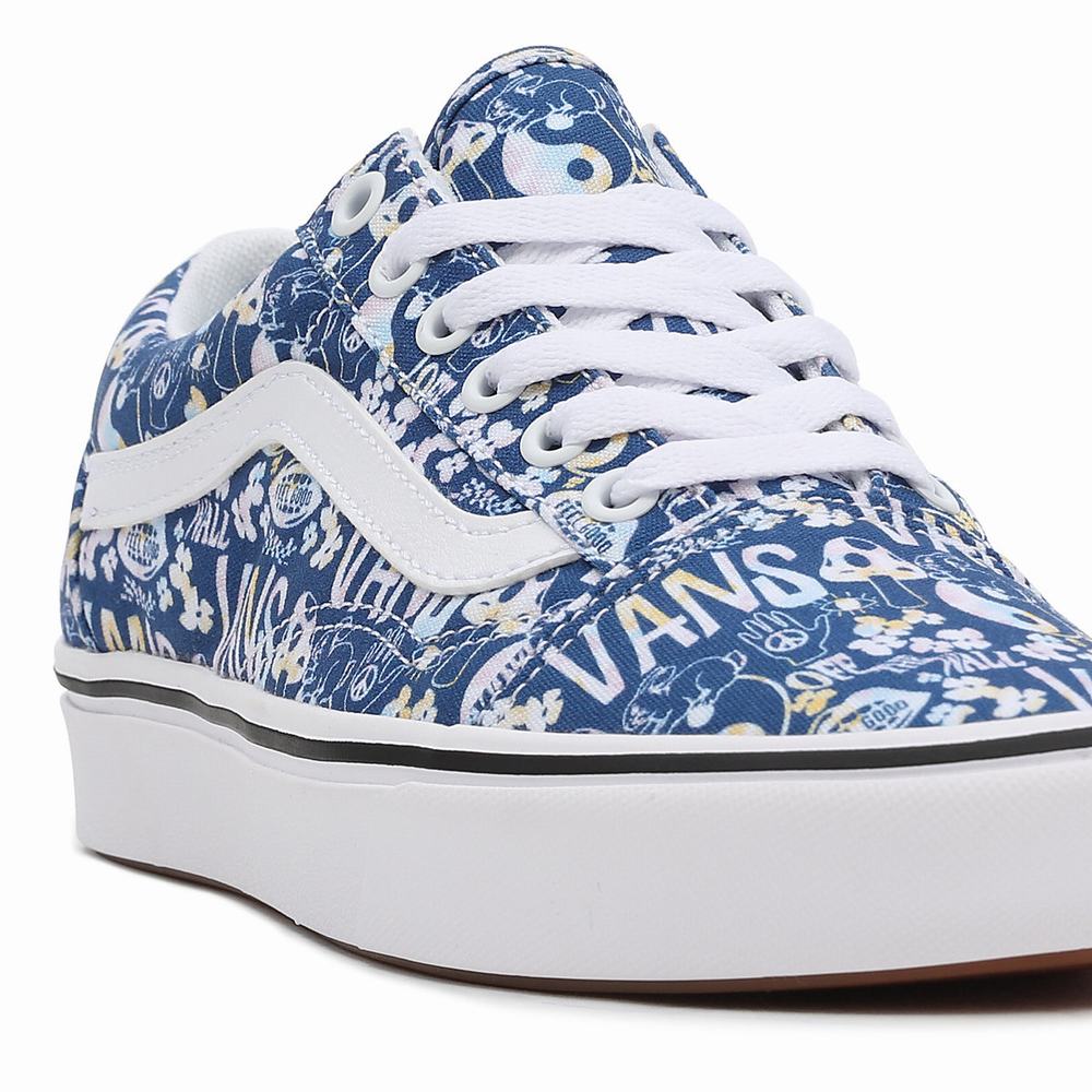 Tenis Vans Pastel Tie Dye ComfyCush Old Skool Mujer Azules/Blancas | SQD564273