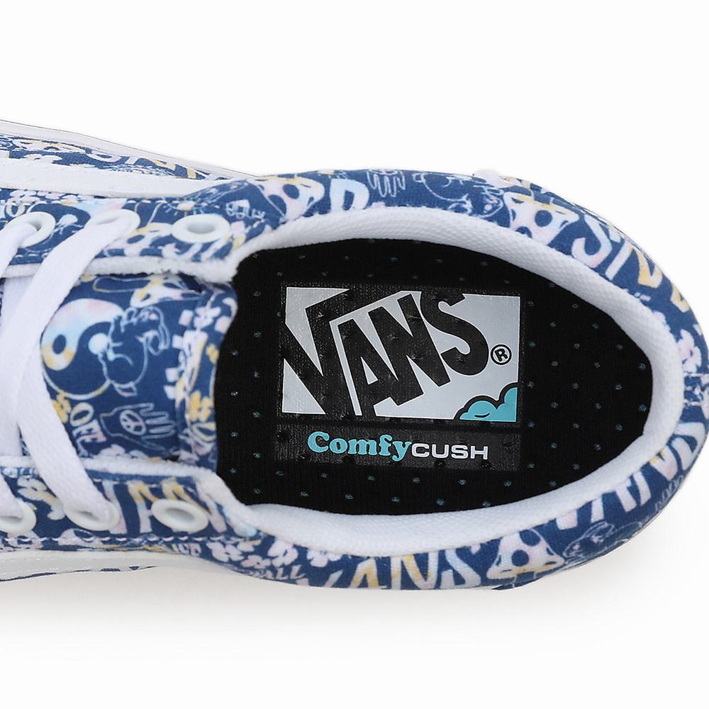 Tenis Vans Pastel Tie Dye ComfyCush Old Skool Mujer Azules/Blancas | SQD564273