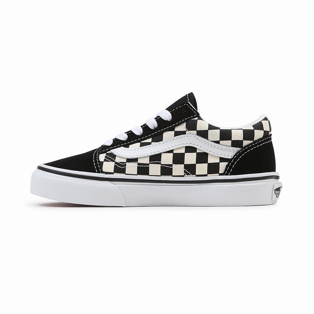 Tenis Vans Primary Check Old Skool (4-8 years) Niños Negras/Blancas | GZK835607