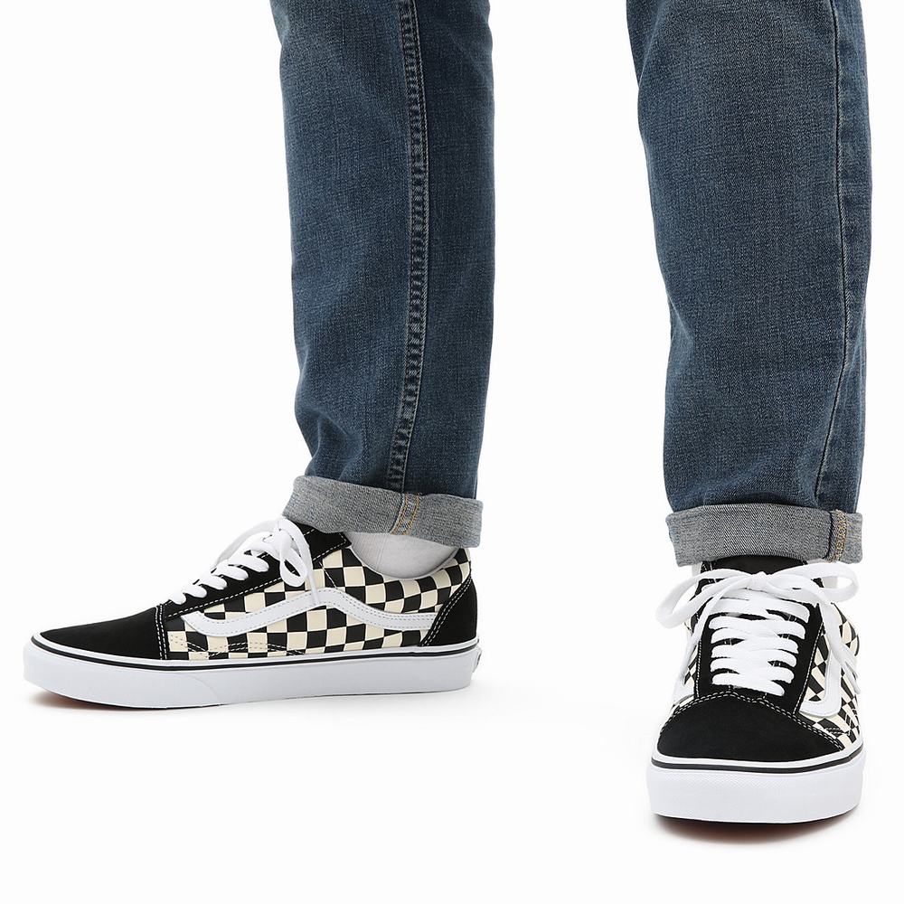 Tenis Vans Primary Check Old Skool Hombre Negras/Blancas | IZM521346