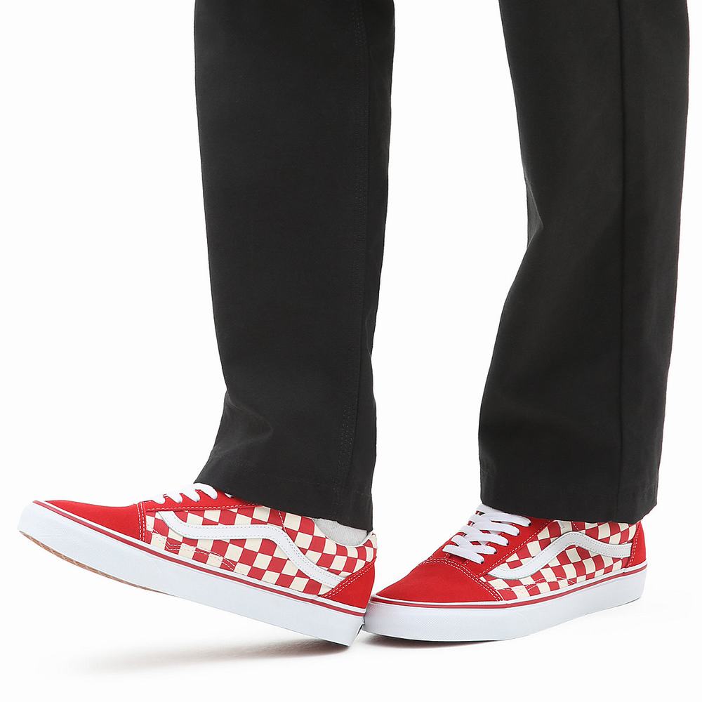 Tenis Vans Primary Check Old Skool Hombre Rojas | XIL480237