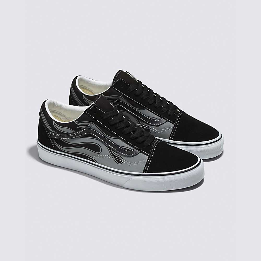 Tenis Vans Reflective Flame Old Skool Mujer Negras | IXZ086593