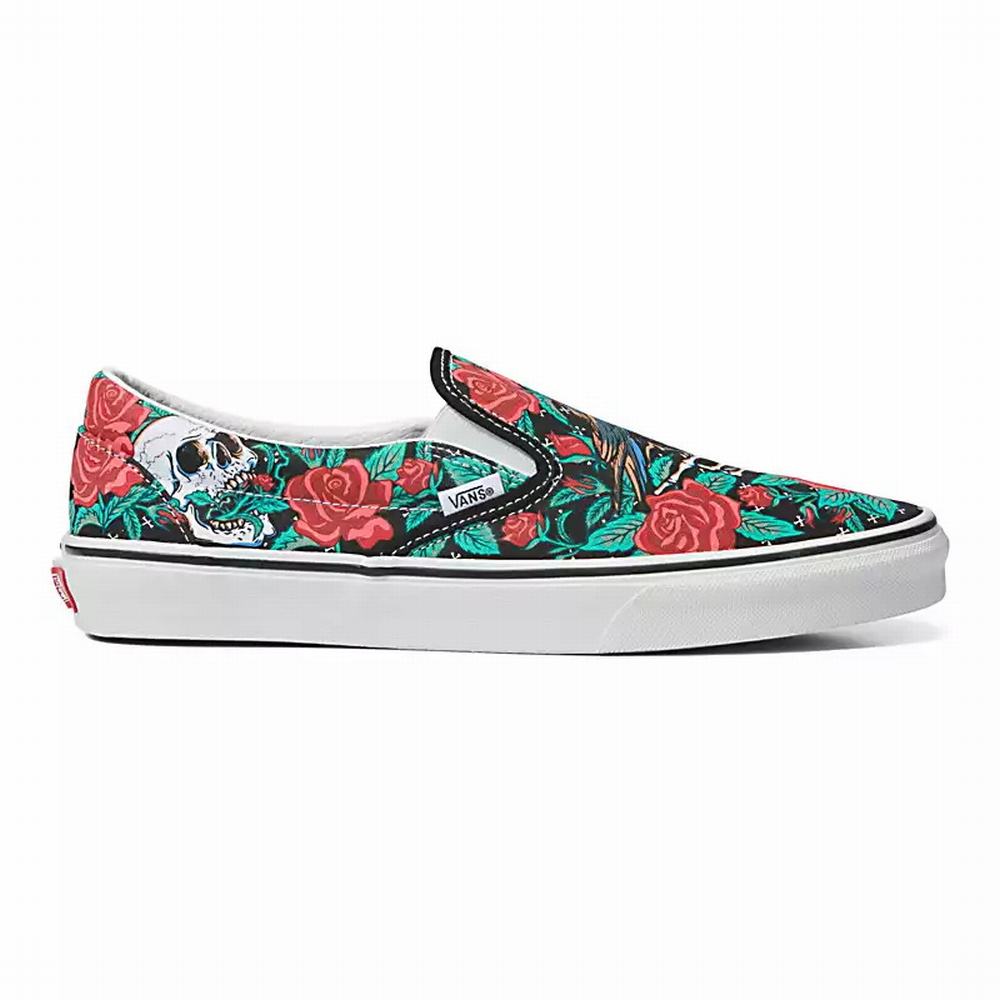 Tenis Vans Rose Skulls Classic Hombre Negras/Blancas | JIM842195