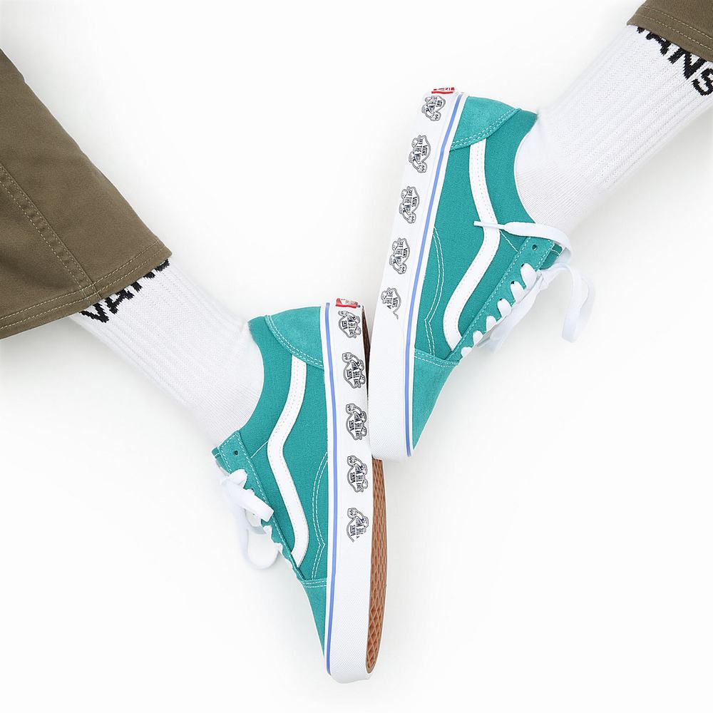 Tenis Vans Sidewall Print Old Skool Mujer Azules | KEN210675