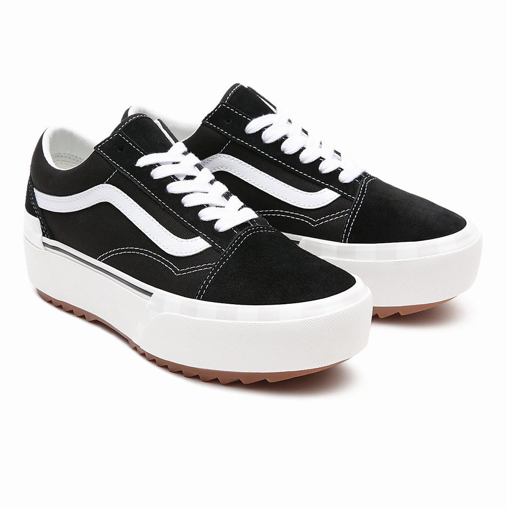 Tenis Vans Suede/Canvas Old Skool Stacked Mujer Negras | YGT875642