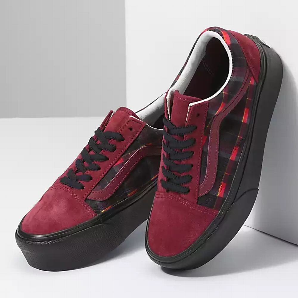 Tenis Vans Velvet Plaid Old Skool Stackform Mujer Rojas/Negras | ITZ607425