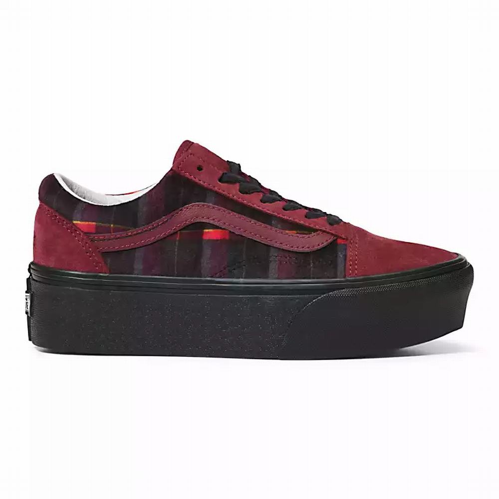 Tenis Vans Velvet Plaid Old Skool Stackform Mujer Rojas/Negras | ITZ607425