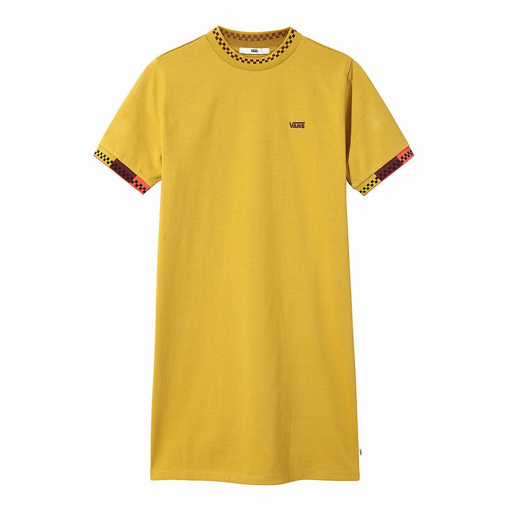 Vestido Vans Hi Roller Tri Check Mujer Amarillo | DVE986023