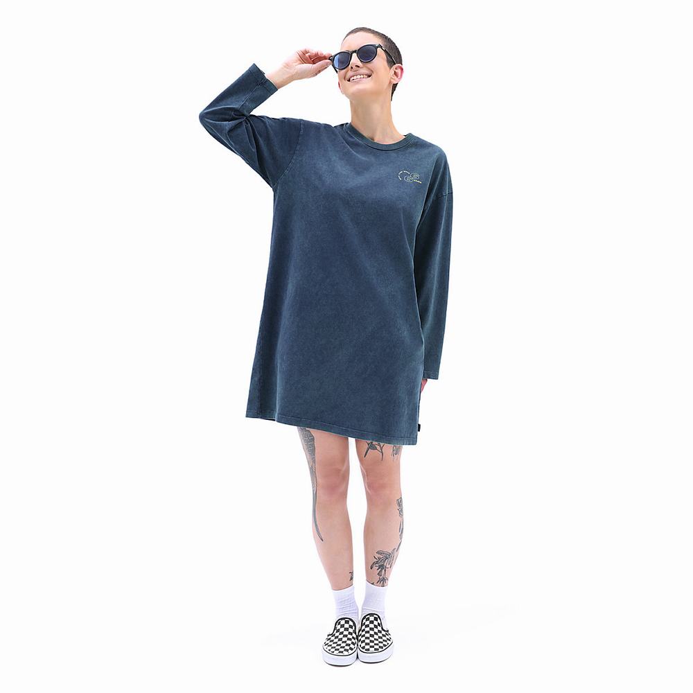 Vestido Vans Mootoo Long Sleeve Mujer Azules | HMR835094