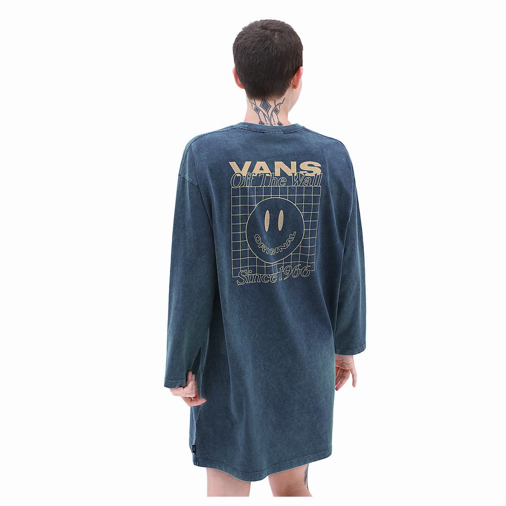 Vestido Vans Mootoo Long Sleeve Mujer Azules | HMR835094