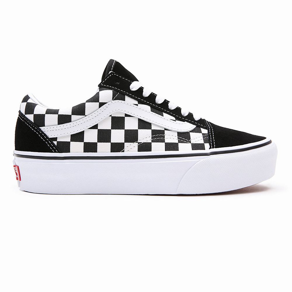 Zapatillas Plataforma Vans Checkerboard Old Skool Platform Mujer Negras | DIQ734096