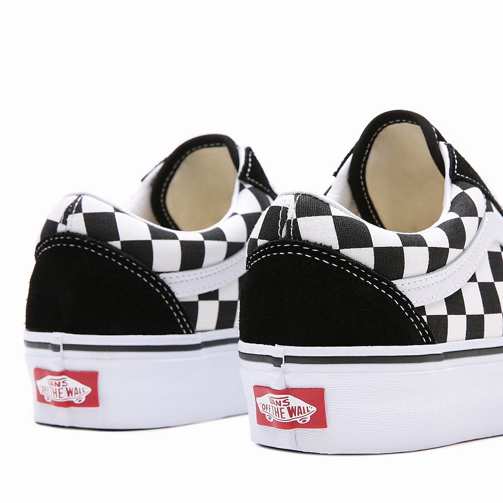 Zapatillas Plataforma Vans Checkerboard Old Skool Platform Mujer Negras | DIQ734096