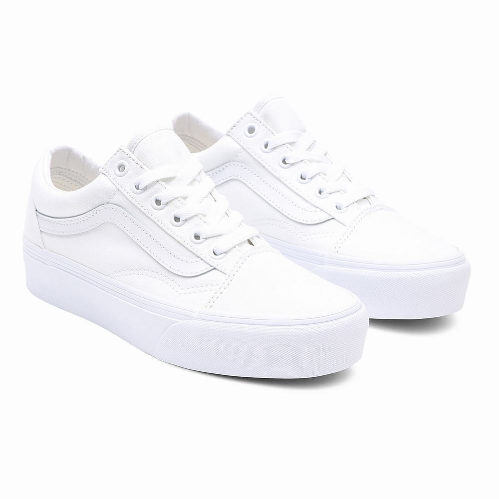 Zapatillas Plataforma Vans Old Skool Platform Mujer Blancas | CEK204695