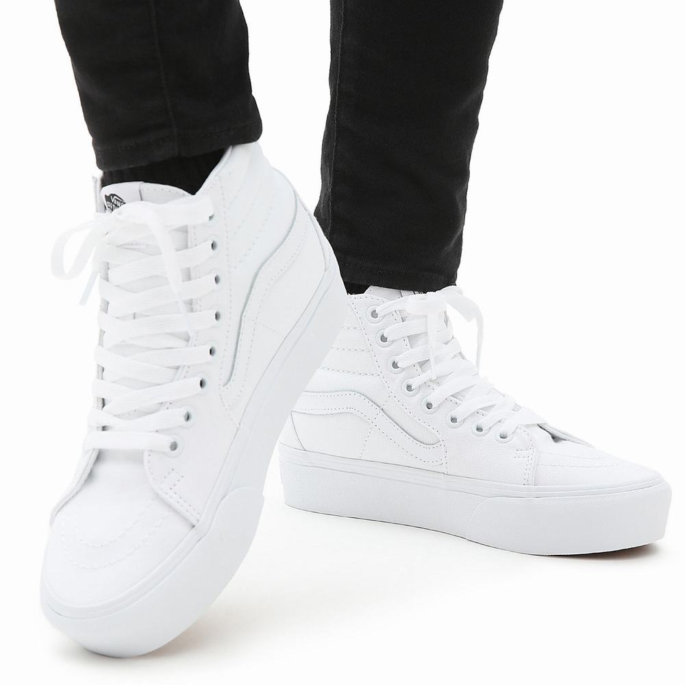 Zapatillas Plataforma Vans SK8-Hi Platform 2.0 Mujer Blancas | CQD689401