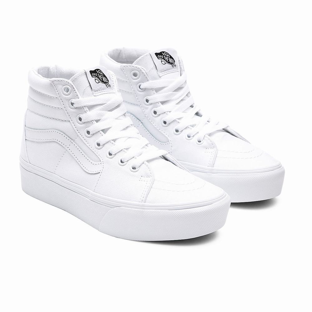 Zapatillas Plataforma Vans SK8-Hi Platform 2.0 Mujer Blancas | CQD689401