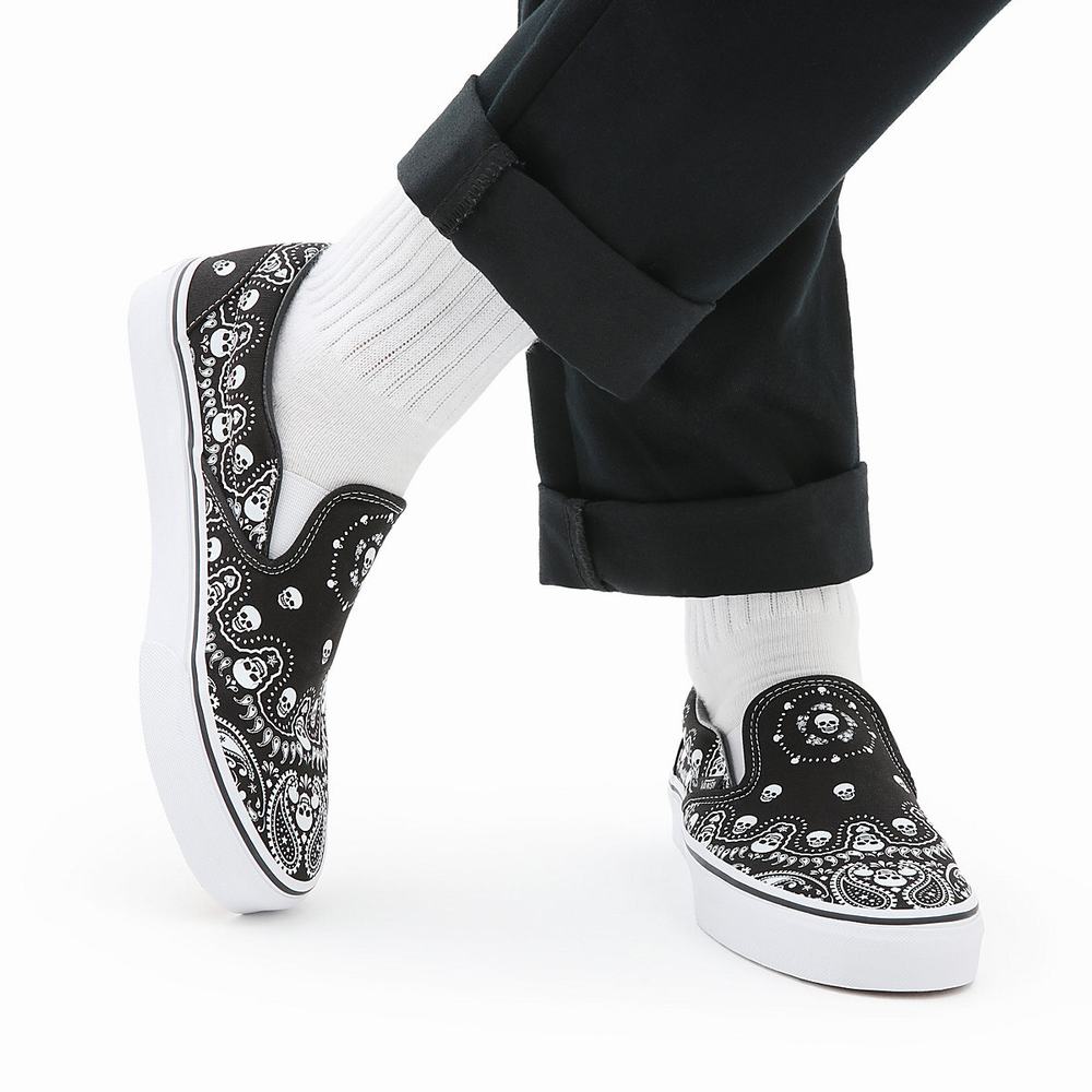 Zapatos Slip On Vans Bandana Classic Hombre Negras | ZGU938610