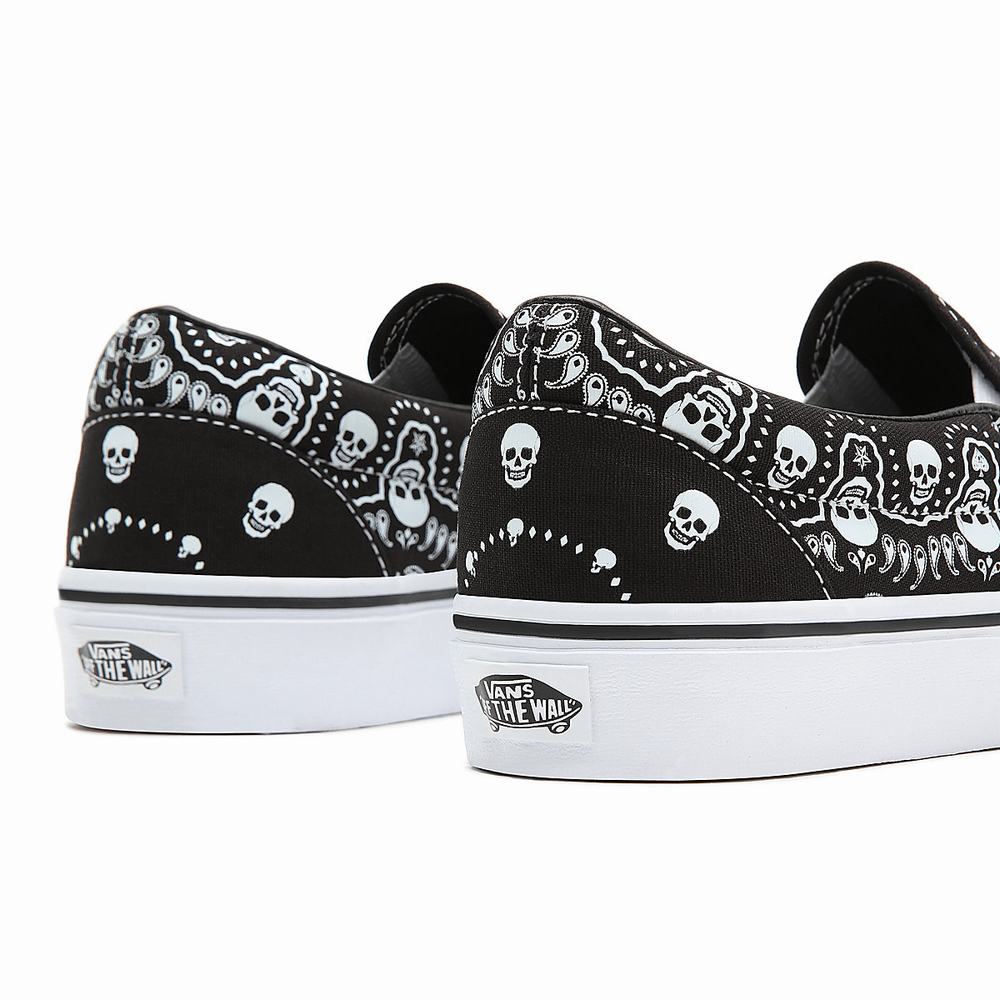 Zapatos Slip On Vans Bandana Classic Hombre Negras | ZGU938610