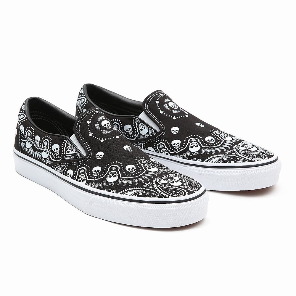 Zapatos Slip On Vans Bandana Classic Hombre Negras | ZGU938610