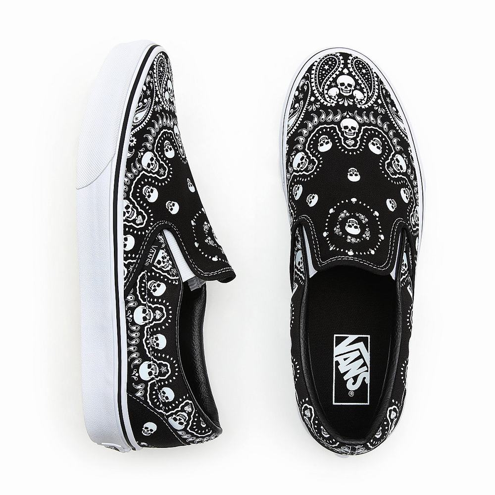 Zapatos Slip On Vans Bandana Classic Mujer Negras | YEU340862