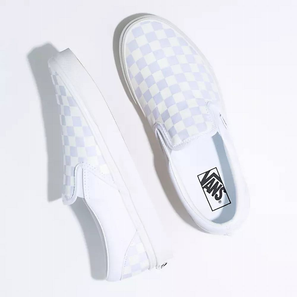 Zapatos Slip On Vans Checkerboard Classic Hombre Blancas | BEU483172