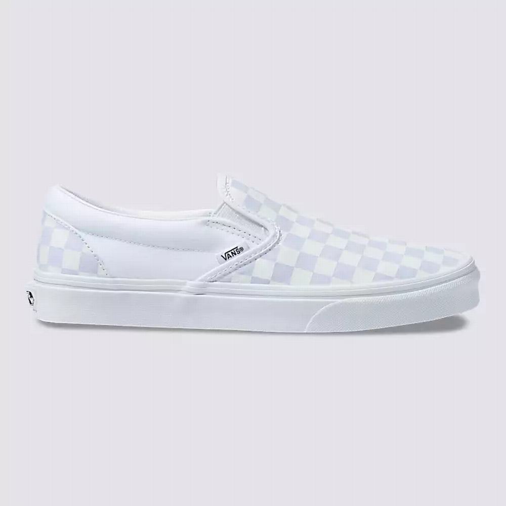 Zapatos Slip On Vans Checkerboard Classic Hombre Blancas | BEU483172