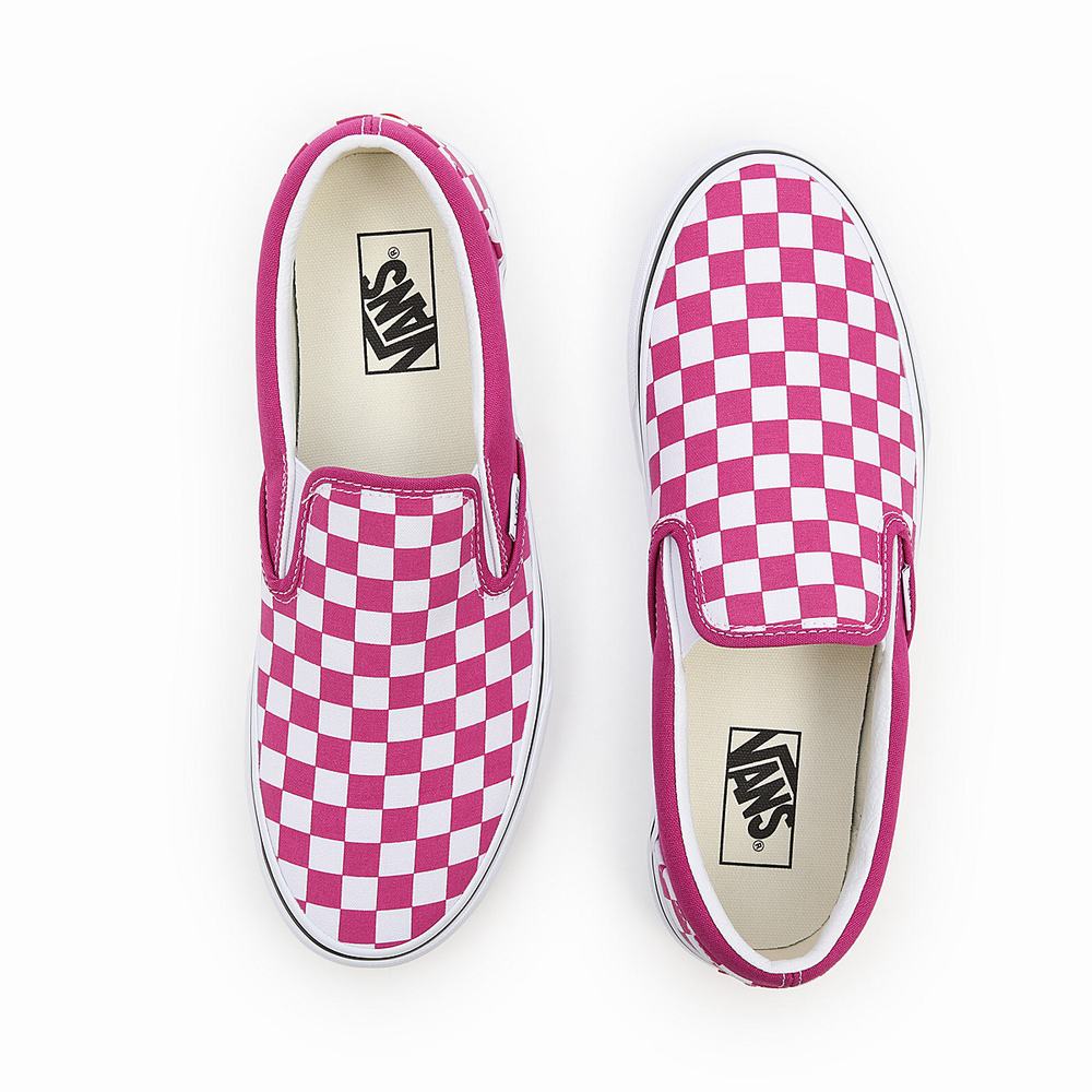 Zapatos Slip On Vans Checkerboard Classic Hombre Rosas | CHR153784