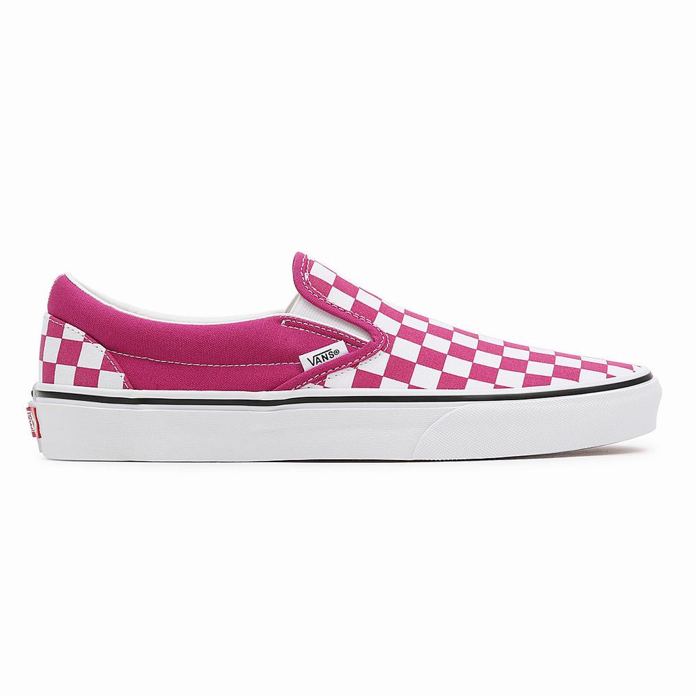 Zapatos Slip On Vans Checkerboard Classic Hombre Rosas | CHR153784