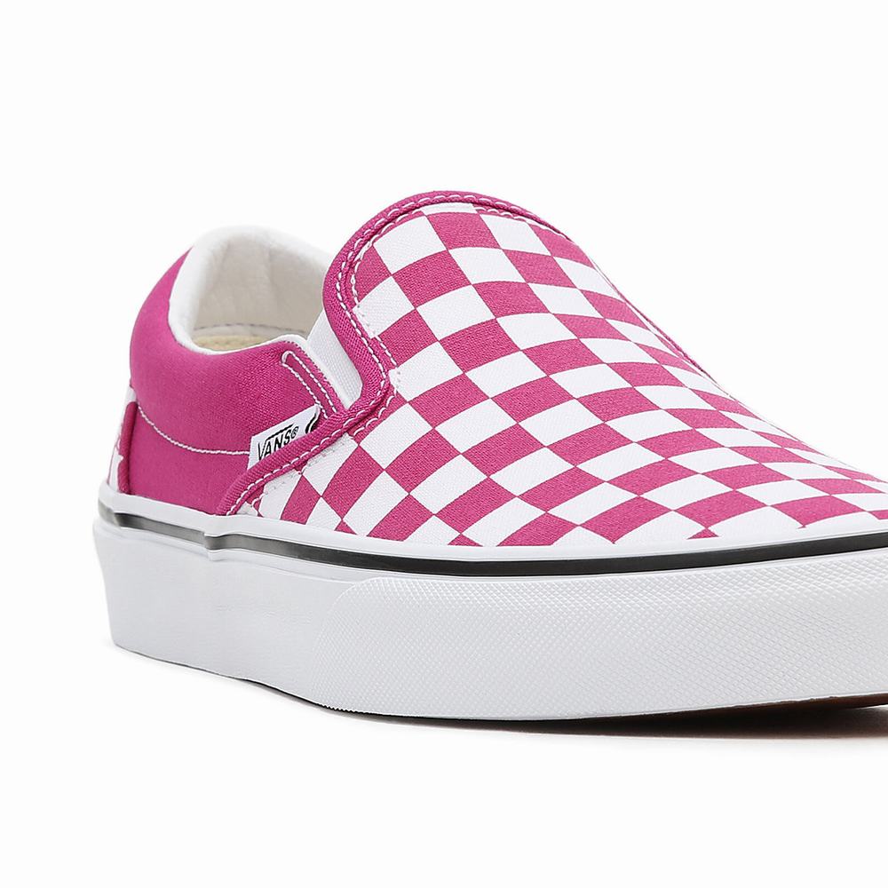 Zapatos Slip On Vans Checkerboard Classic Hombre Rosas | CHR153784