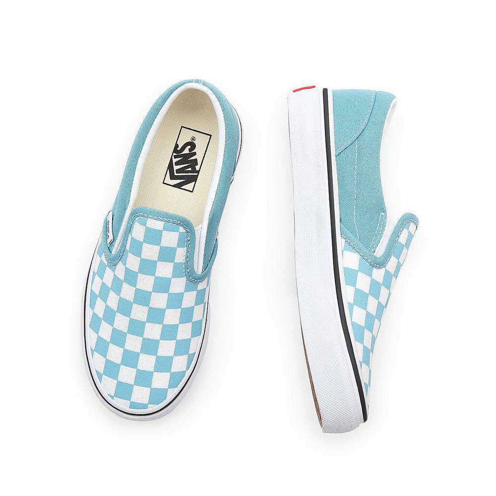 Zapatos Slip On Vans Checkerboard Classic (4-8 years) Niños Azules | FTA865970