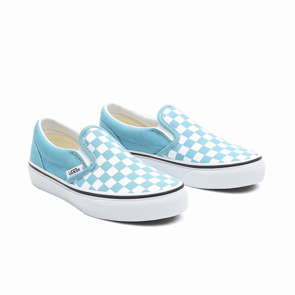 Zapatos Slip On Vans Checkerboard Classic (4-8 years) Niños Azules | FTA865970