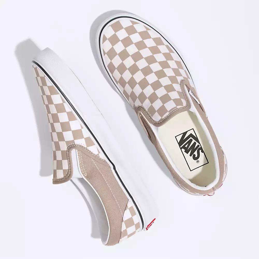 Zapatos Slip On Vans Checkerboard Classic Mujer Beige/Blancas | FWM408513